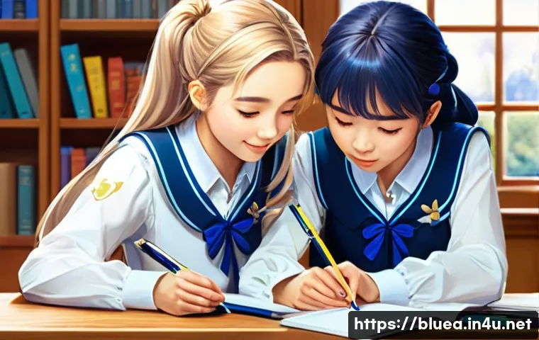 블루아카이브 인기 팬픽션 - **Prompt 1: Creative Fanfiction Club Gathering**
An anime-style illustration depicting a cozy, s...